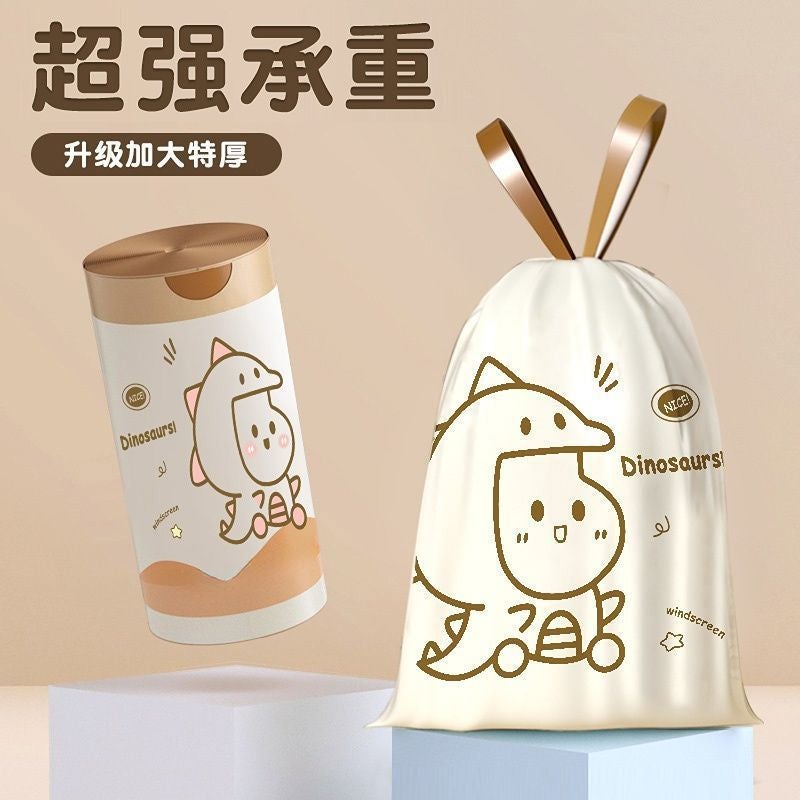 Cute Cartoon Printed High-Quality Little Dinosaur Drawstring Household Plastic Bags Kitchen Portable Thickened Garbage Bags - Image 5